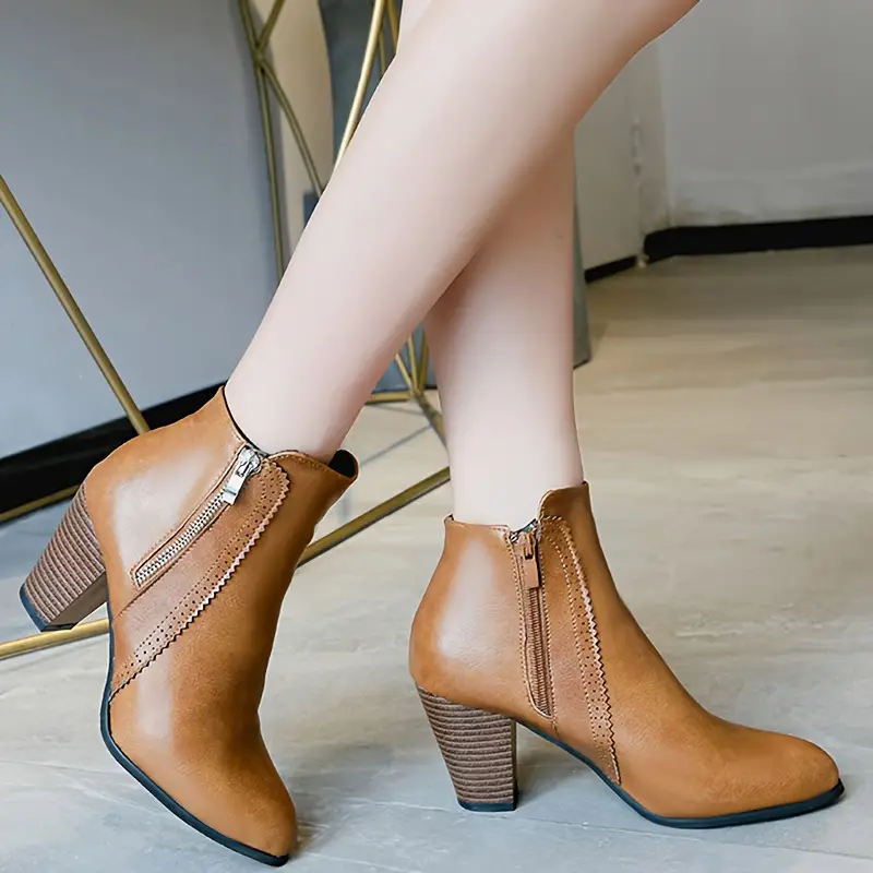 AMARISA™ WOMEN'S SOFT SOLE CHUNKY HEELED ANKLE BOOTS - Image 3