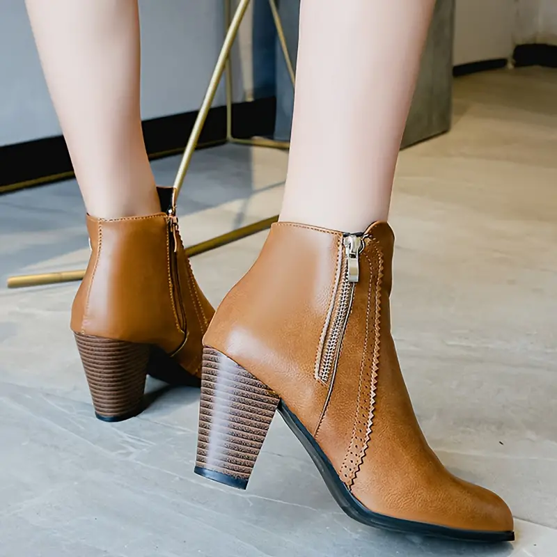 AMARISA™ WOMEN'S SOFT SOLE CHUNKY HEELED ANKLE BOOTS - Image 7