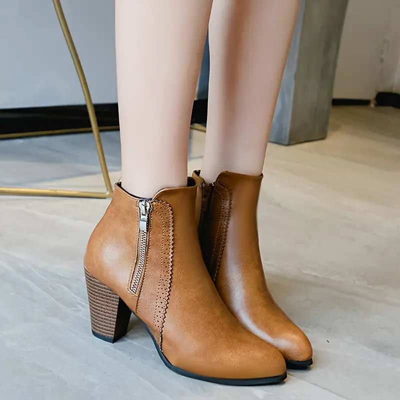 AMARISA™ WOMEN'S SOFT SOLE CHUNKY HEELED ANKLE BOOTS - Image 8