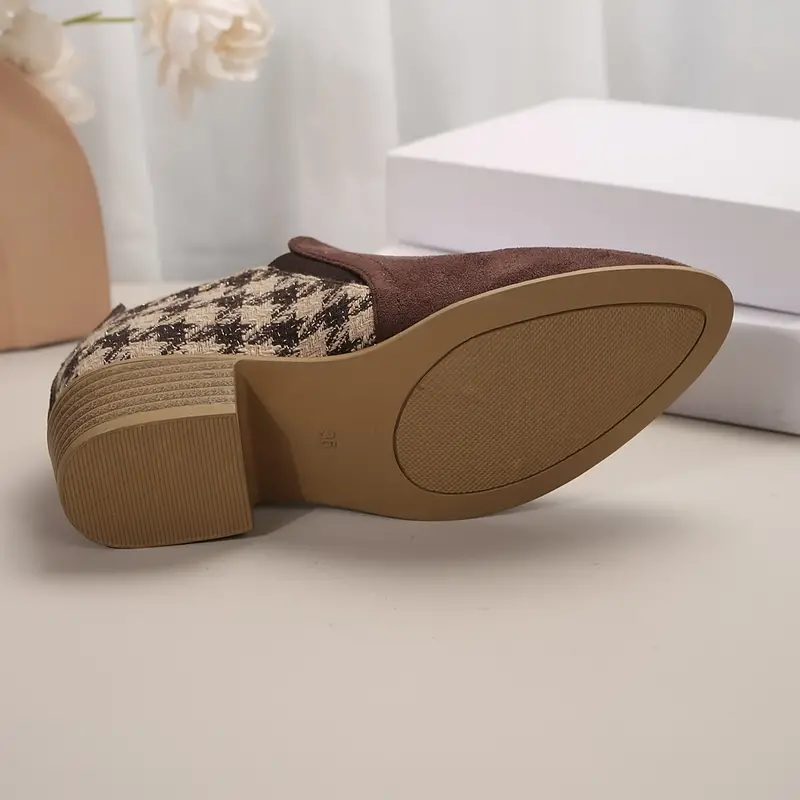 RYLEE™ PREMIUM HOUNDSTOOTH PATTERN CHUNKY HEEL BOOTS - Image 5