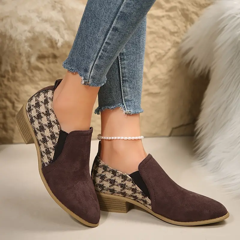 RYLEE™ PREMIUM HOUNDSTOOTH PATTERN CHUNKY HEEL BOOTS - Image 6