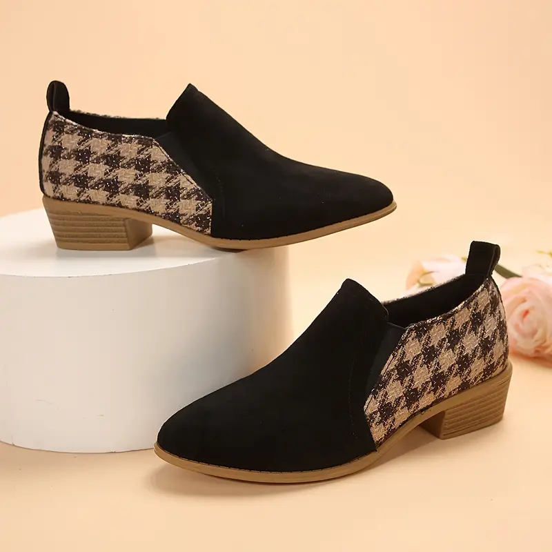 RYLEE™ PREMIUM HOUNDSTOOTH PATTERN CHUNKY HEEL BOOTS - Image 7