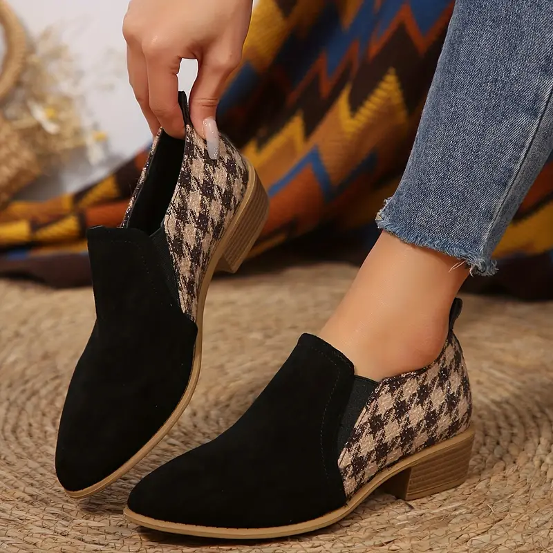 RYLEE™ PREMIUM HOUNDSTOOTH PATTERN CHUNKY HEEL BOOTS - Image 8