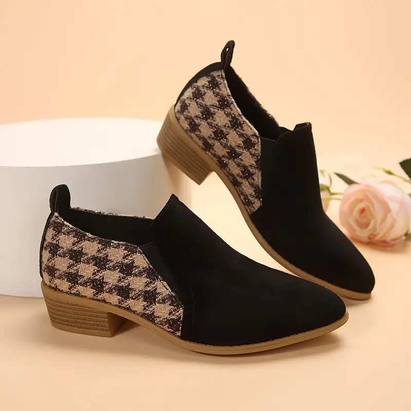 RYLEE™ PREMIUM HOUNDSTOOTH PATTERN CHUNKY HEEL BOOTS - Image 9