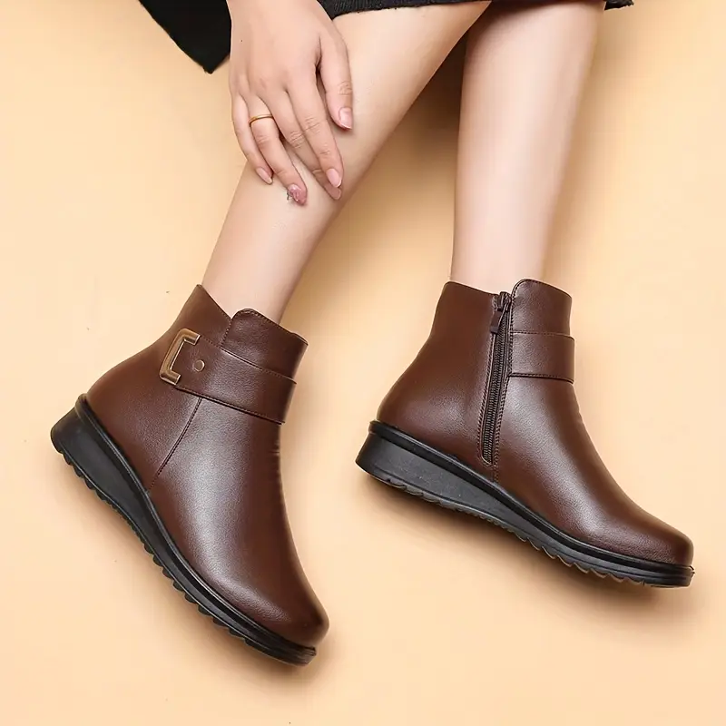 SAVVINA™ FLEECE-LINED WINTER ANKLE BOOTS - Image 3