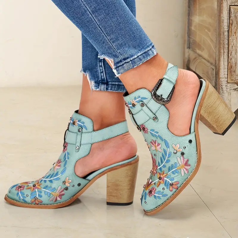 SERAPHINA™ VINTAGE FLORAL CHUNKY HEEL BOOTS - Image 10