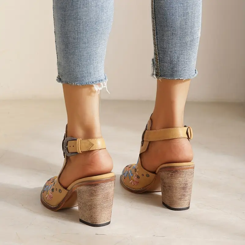 SERAPHINA™ VINTAGE FLORAL CHUNKY HEEL BOOTS - Image 11