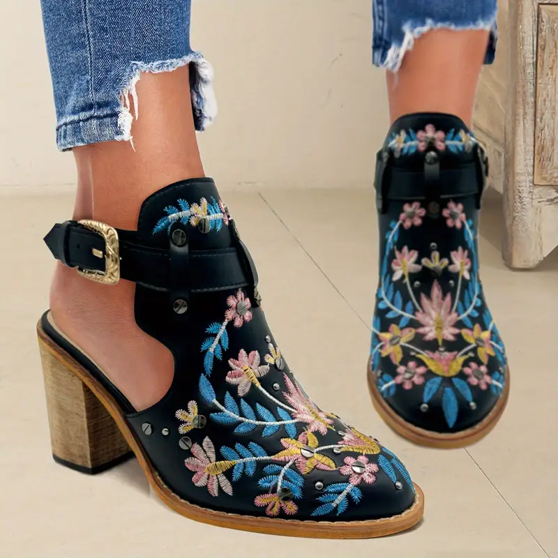 SERAPHINA™ VINTAGE FLORAL CHUNKY HEEL BOOTS - Image 4