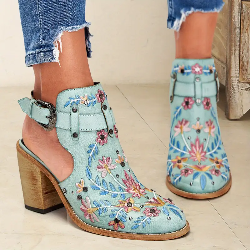 SERAPHINA™ VINTAGE FLORAL CHUNKY HEEL BOOTS - Image 5