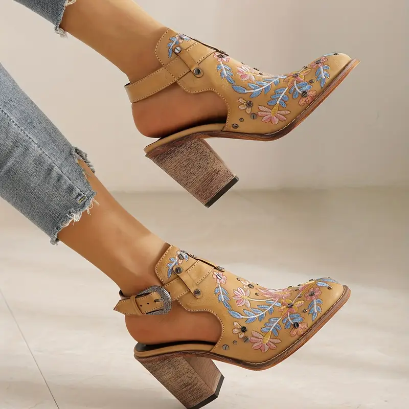 SERAPHINA™ VINTAGE FLORAL CHUNKY HEEL BOOTS - Image 6