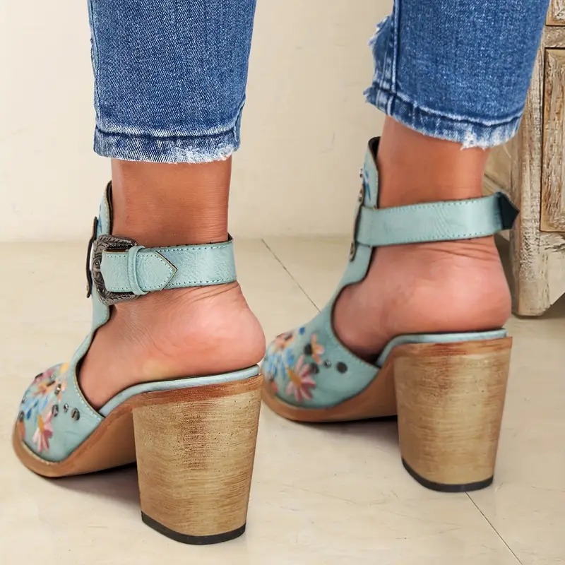 SERAPHINA™ VINTAGE FLORAL CHUNKY HEEL BOOTS - Image 7