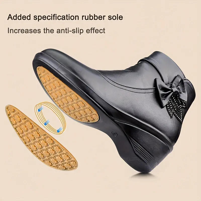 SERENELLA™ WOMEN'S SIDE ZIPPER PLATFORM BOWKNOT BOOTS - Image 4